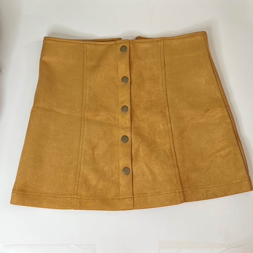 Mustard faux suede skirt